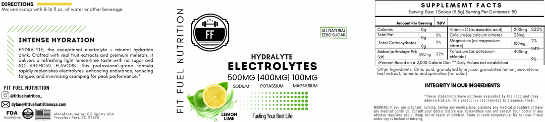 Hydralyte Electrolytes Intense Hydration - Lemon Lime